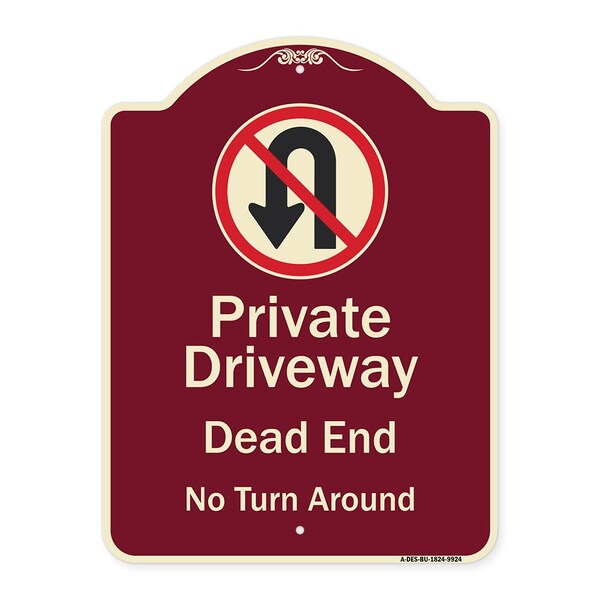 Signmission Designer Series-Private Driveway Dead End No Turn Around With Symbol, 24" x 18", BU-1824-9924 A-DES-BU-1824-9924 - main